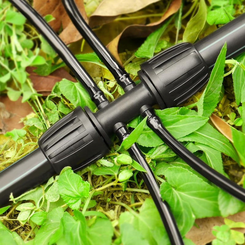 Gardrip Drip Irrigation Fittings for 1/2 Inch to 1/4 Inch Tubing Reducing Tee：1/2" (1/2" ID x 0.65" OD) to 1/4" Anti-Drop Locked Nut Barbed Reducer 6 Way Tee Connectors (12 Pack) - Image 3